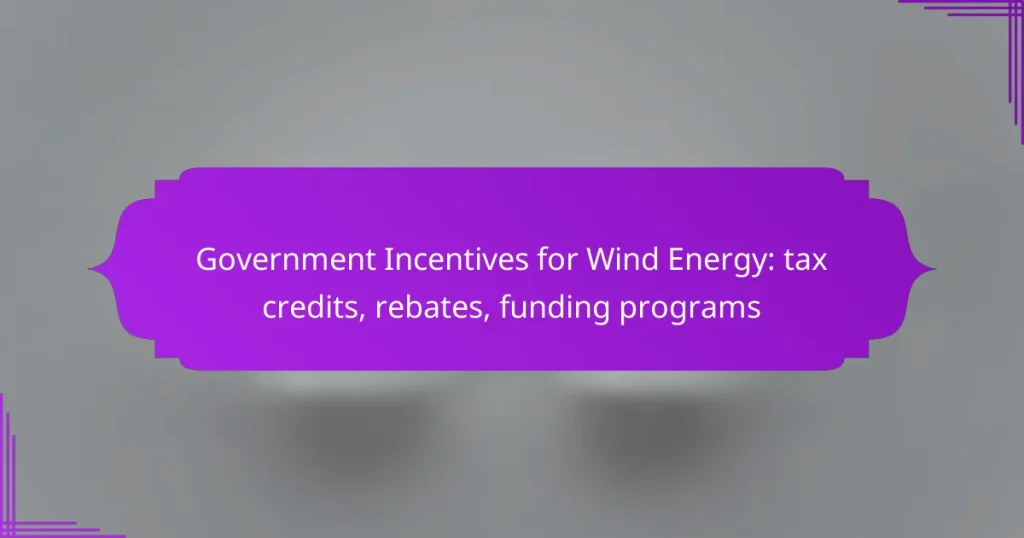 Government Incentives for Wind Energy: tax credits, rebates, funding programs