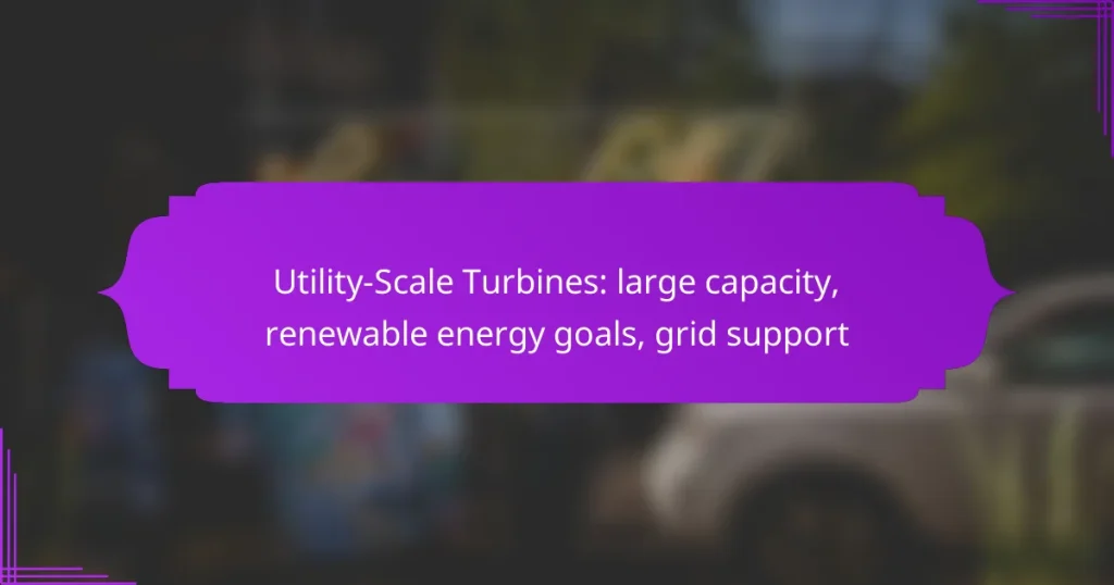 Utility-Scale Turbines: large capacity, renewable energy goals, grid support