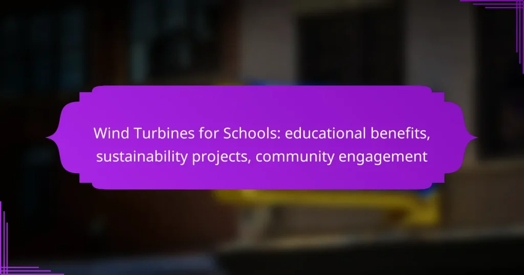 Wind Turbines for Schools: educational benefits, sustainability projects, community engagement