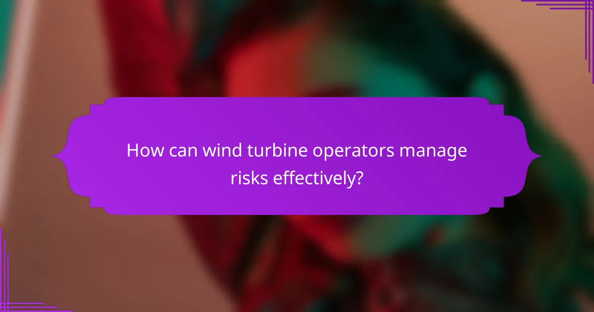 How can wind turbine operators manage risks effectively?