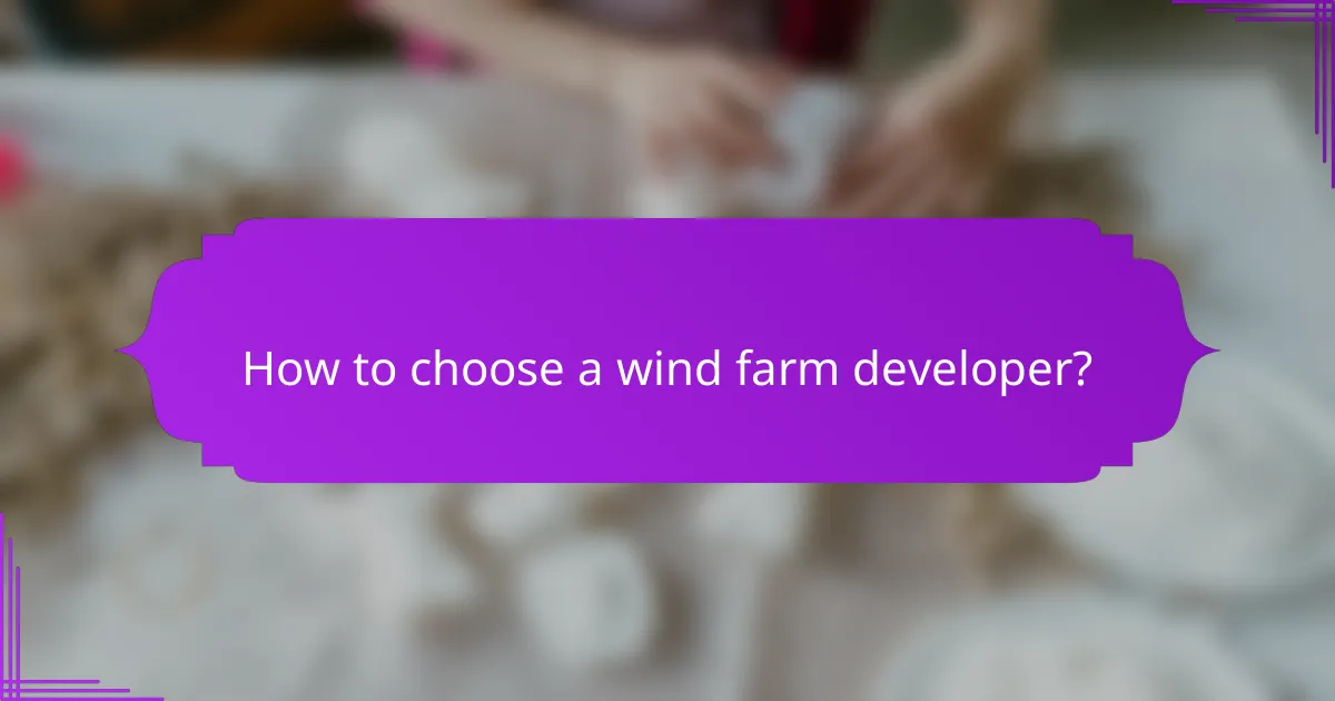 How to choose a wind farm developer?