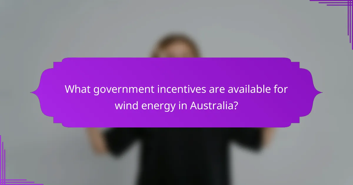 What government incentives are available for wind energy in Australia?