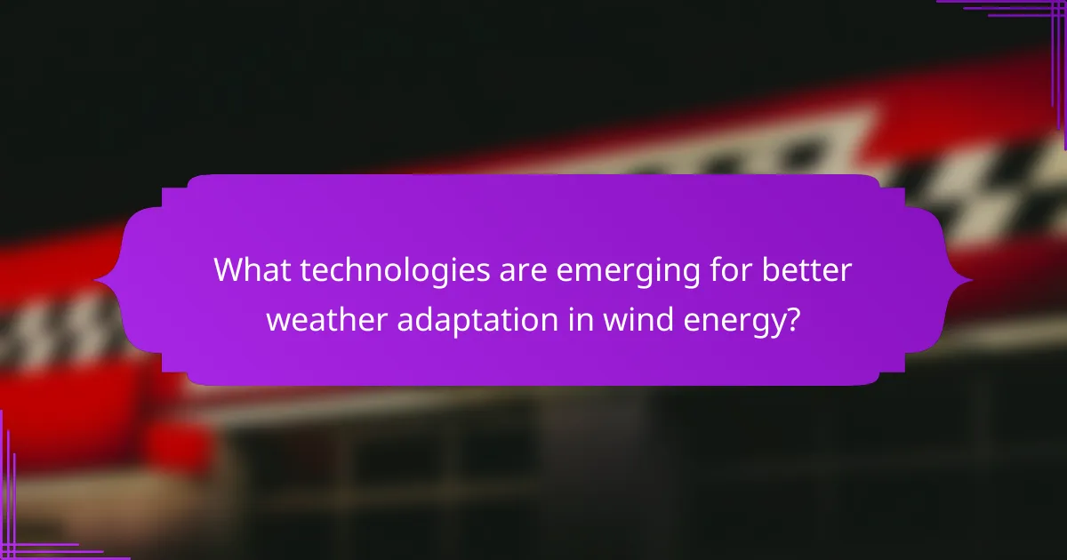 What technologies are emerging for better weather adaptation in wind energy?